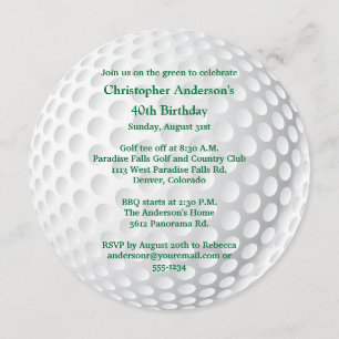 Invitation masculine au golf 40e anniversaire