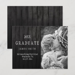 Invitation Masculine Black Barn Wood - Diplôme de photographi