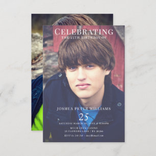 Invitation Masculine double photo 25e anniversaire