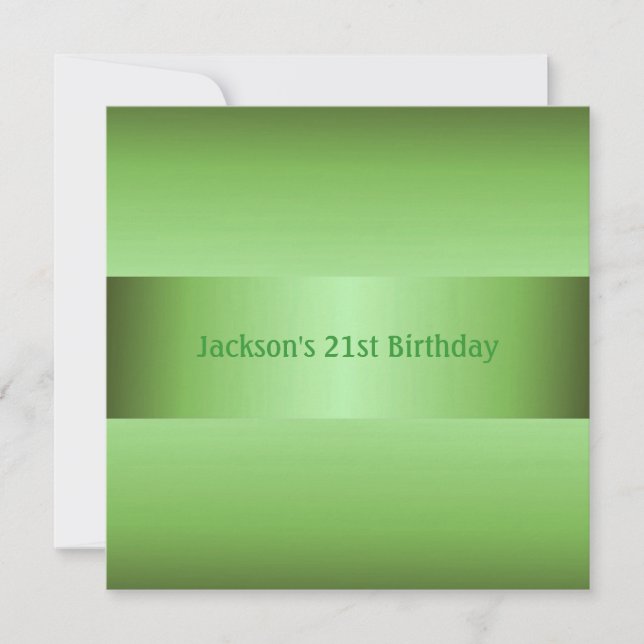 Invitation Masculine Green 21e anniversaire (Devant)