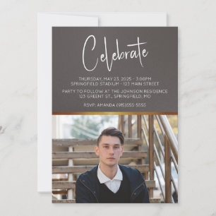 Invitation Masculine Moderne Photo Graduation