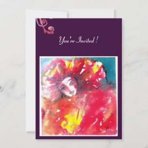 INVITATION MASK EN ROUGE 2 / MARDI GRAS MASQUERADE PARTI