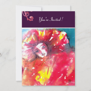 INVITATION MASK EN ROUGE 2 / MARDI GRAS MASQUERADE PARTI
