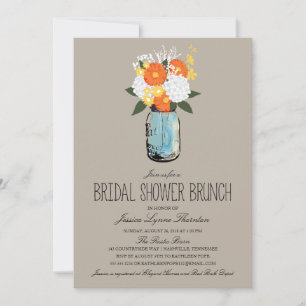 Invitation Mason de fleurs d'agrumes Brunch Fête des mariée