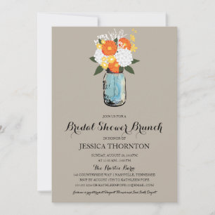 Invitation Mason de fleurs d'agrumes Brunch Fête des mariée