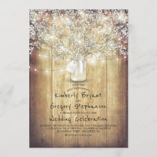 Invitation Mason de l'haleine pour bébés Jar rustique et mari