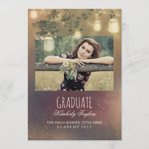 Invitation Mason Jar allume le parti de la graduation en phot
