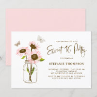 Mason Jar aux tournesols roses Sweet 16 Party