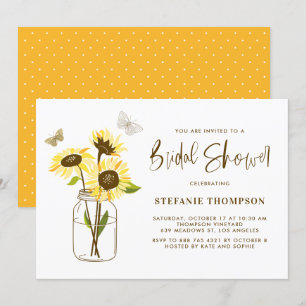 Invitation Mason Jar avec Fête des mariées de tournesols rose