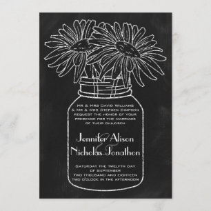 Invitation Mason Jar avec marguerites sur le Mariage de table