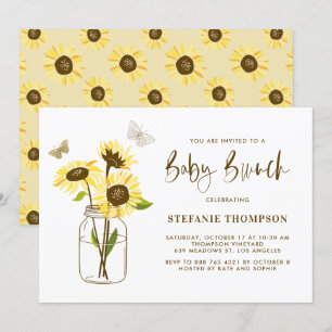 Invitation Mason Jar avec Sunflower Jaune Bébé Brunch