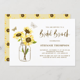 Invitation Mason Jar avec Sunflower Jaune Brunch nuptial