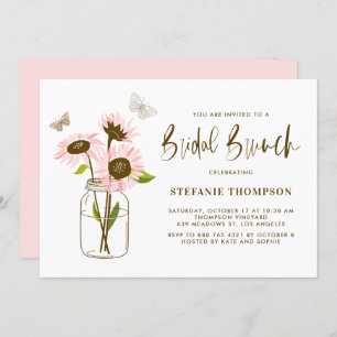 Invitation Mason Jar avec tournesol rose Brunch nuptial