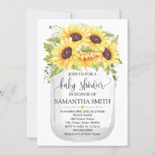 Invitation Mason jar baby shower tournesols pays chic