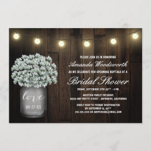 Invitation Mason Jar Babys Respirer nuptiale douche Invitatio