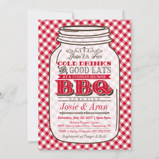 Invitation Mason Jar BBQ Invitation, Couples Douche Barbecue