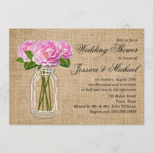 Invitation Mason Jar Burlap Wedding shower de Peony