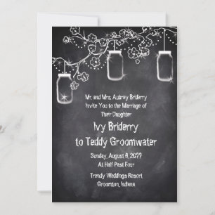 Invitation Mason Jar Chalkboard Chalkboard Éclairage Mariage 