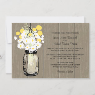 Invitation Mason Jar Daisies sauvages et Billy Balls