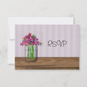Invitation Mason Jar De Fleurs Réception De Mariage RSVP