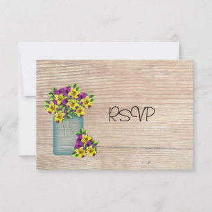 Invitation Mason Jar De Pansies Réception RSVP
