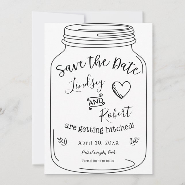 Invitation Mason Jar Enregistrer la date (Devant)