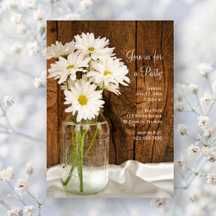 Invitation Mason Jar et Daisies Country All Occasion Party