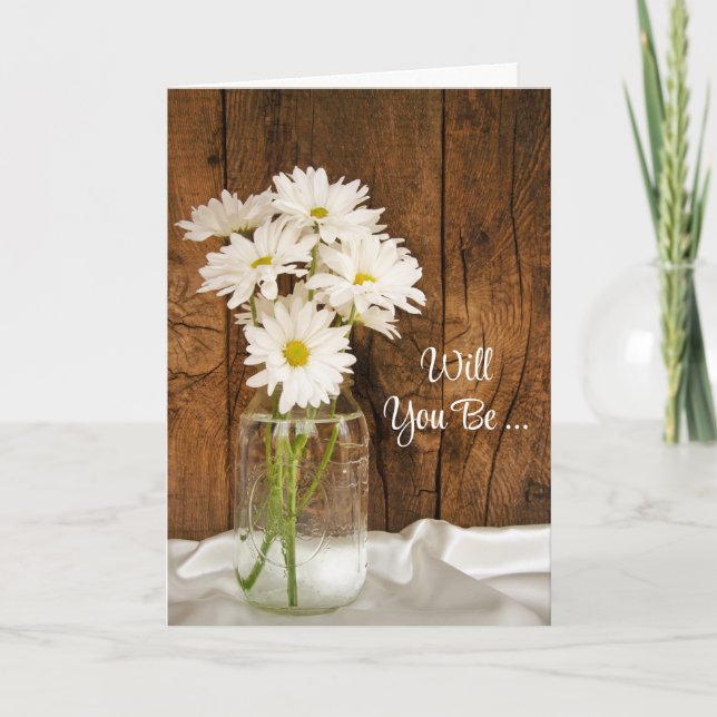 Invitation Mason Jar et Daisy Will You Be My Bridesmaid (Devant)