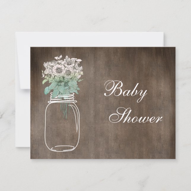 Invitation Mason Jar et Fleurs sauvages Baby shower rustique (Devant)