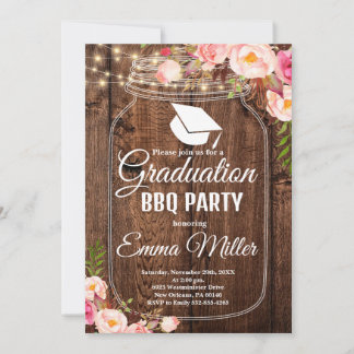 Invitation Mason Jar Graduation BBQ Party