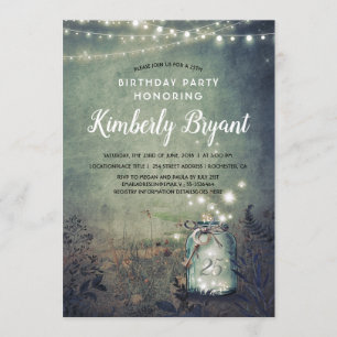 Invitation Mason Jar illumine la fête d'anniversaire rustique