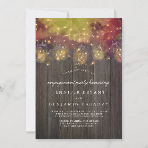 Invitation Mason Jar illumine la partie d'engagement rustique