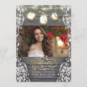 Invitation Mason Jar illumine Rustic Photo Graduation Party