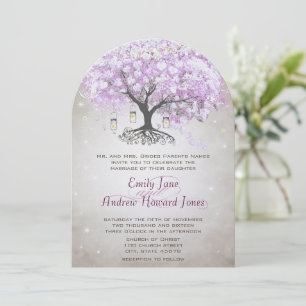 Invitation Mason Jar Radiant Lavender Leaf Tree Mariage