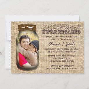 Invitation Mason Jar Rustic Burlap
