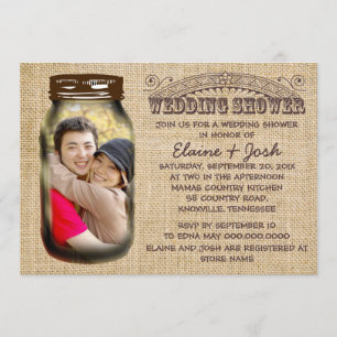 Invitation Mason Jar Rustic Burlap Wedding shower