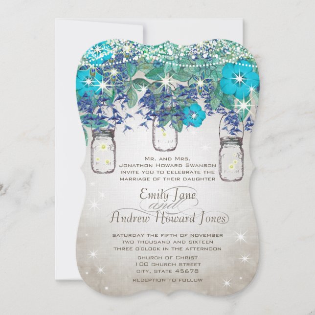 Invitation Mason Jar sous les étoiles rustique et romantique (Devant)
