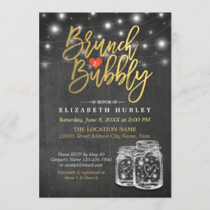Invitation Mason Jar String Lights Chalkboard Brunch & Bubbly