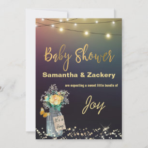 Invitation *~* Mason Jar String Lumières Baby shower rustique