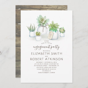 Invitation Mason Jar Succulents Rustic Engagement Party