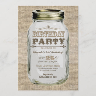 Invitation Mason Jar Vintage Look fête d'anniversaire