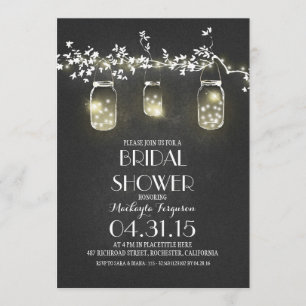 Invitation mason jarres et lumières chalkboard nuptiale douch