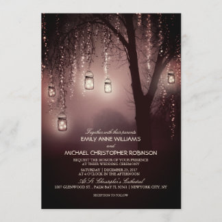 Invitation Mason Jars Lumières à cordes Élégant Mariage rusti