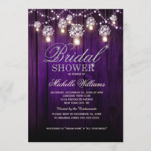 Invitation Mason Jars String Lights Elégante douche nuptiale