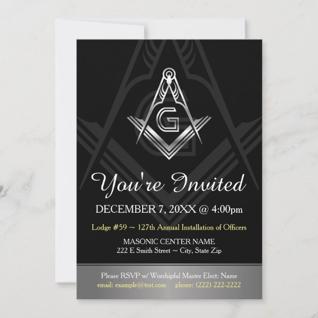 Invitation Masonic Annual Installation of Officier (Devant)