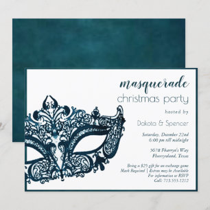 Invitation Masquage Turquoise   Mardi Gras Thème Noël