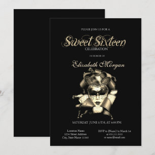 Invitation Masque d'argent Black Sweet 16