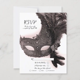 Invitation Masque de bal masqué élégant rose blush Mariage RS