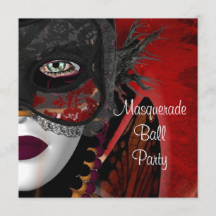 Invitation Masque de bal masqué Fille Noir Rouge