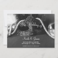 Masque de bal masqué noir et blanc perles mariage